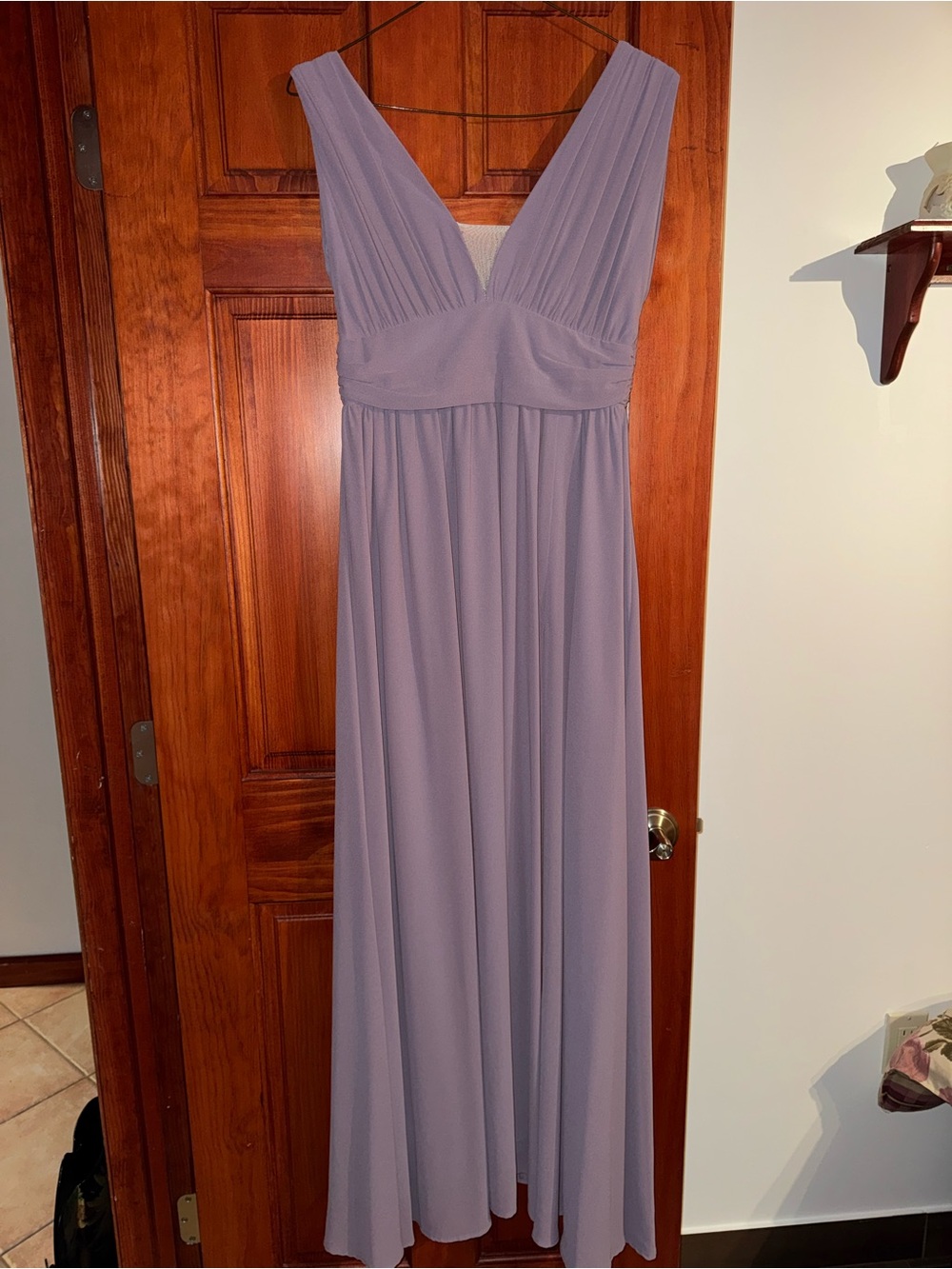 V-Neck Lavender Maxi Dress for Women (Violet bridesmaid Dress)